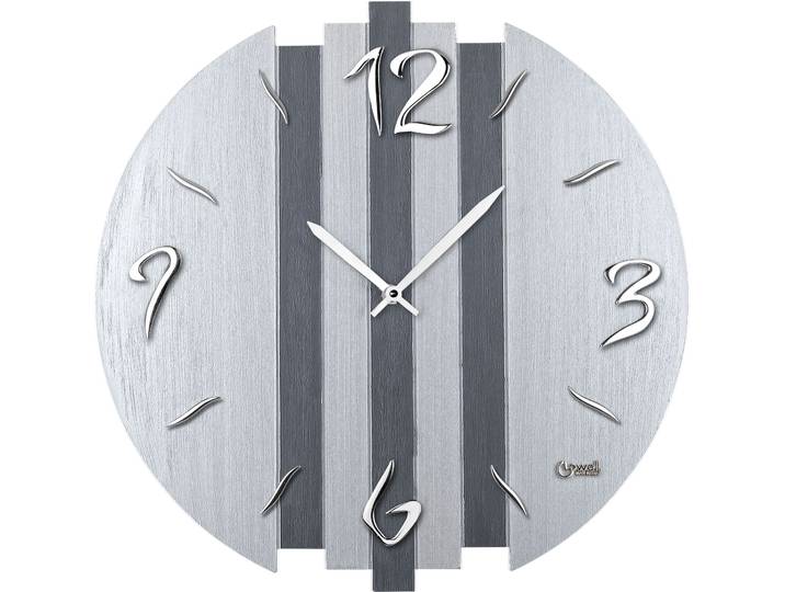 Wanduhr CHRISTOFFEL Lowell , silber (silberfarben), H:3,5cm, Wanduhren, Wanduhr