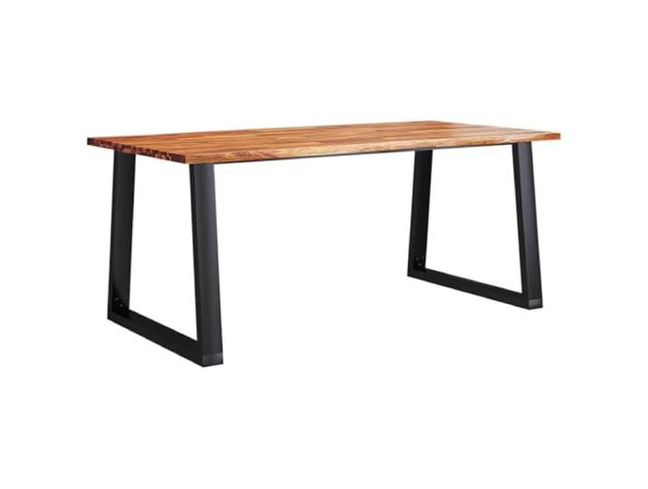 GHVBNMF Esstisch Baumkante 180x90x75 cm Massivholz Akazie Küchentisch Robustes Massivholz mit natürlicher Baumkante und stabilen U-Stahlbeinen für Esszimmer und Küche.
