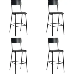 vidaXL Barhocker 4 Stk. Schwarz Massives Sperrholz Stahl