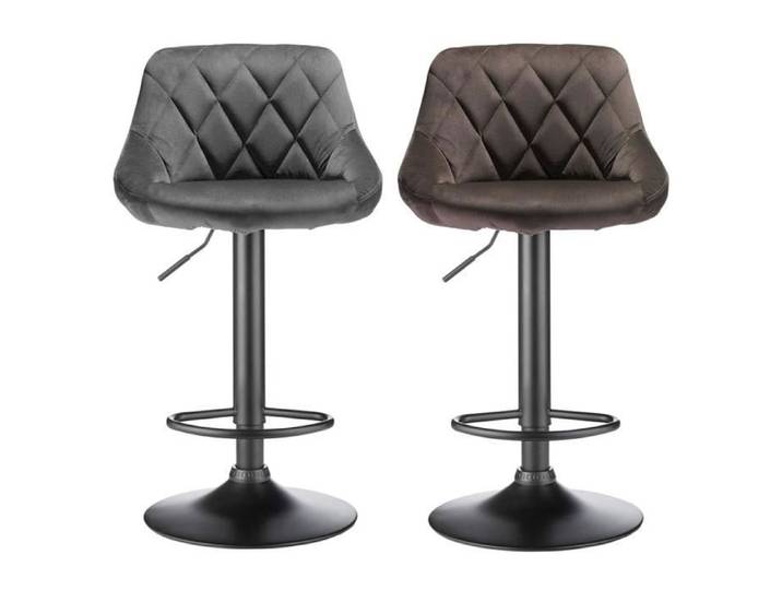 Lot de 2 Tabouret de Bar Réglable Scandinave en Velours Gris Foncé - Viyiduo