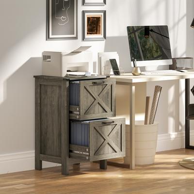 Kodotan sofa File Cabinet with 2 Drawers, Rustic Farmhouse Office Storage Cabinet,Light Gray