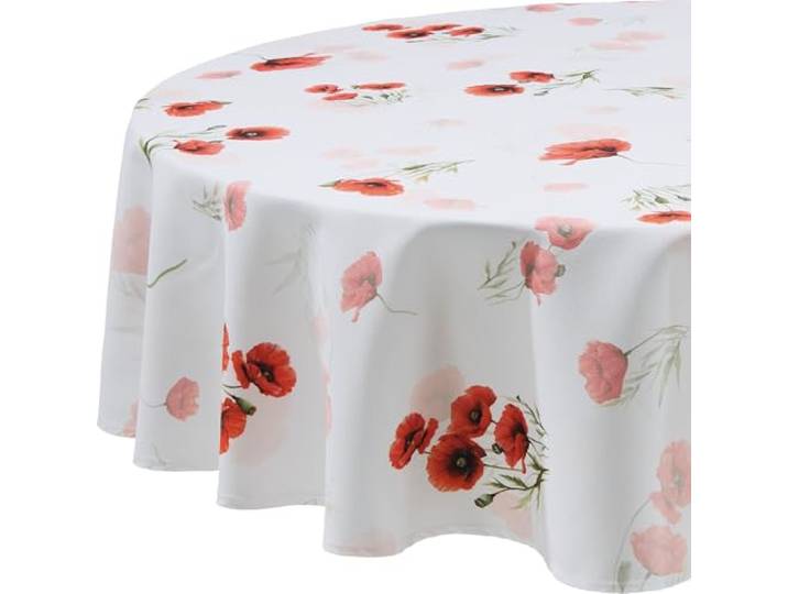 Erwin Müller Tischdecke, Tischwäsche Mohnblume Blume rot Größe rund: 160 cm Ø - robuste, strapazierfähige Qualität