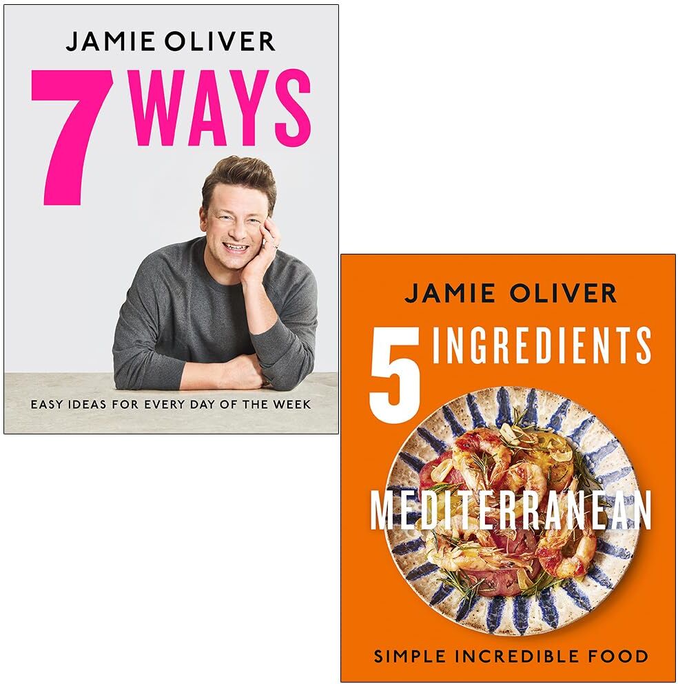 Michael Joseph ltd Jamie Oliver 2 Books Collection Set (7 Ways Easy Ideas for Your Favourite Ingredients and 5 Ingredients Mediterranean)