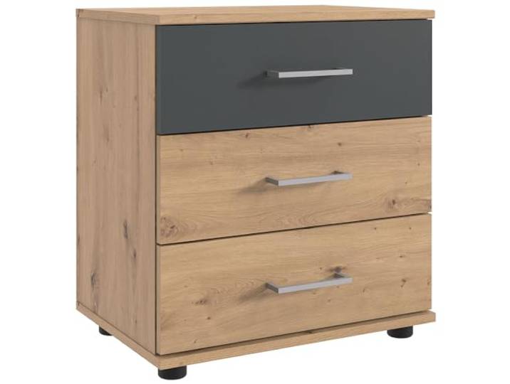 Lomadox Nachttisch 52 cm breit Nachtschrank Nachtkommode Nachtschränkchen Betttisch Nachtkästchen modern in Eiche Artisan mit Graphit