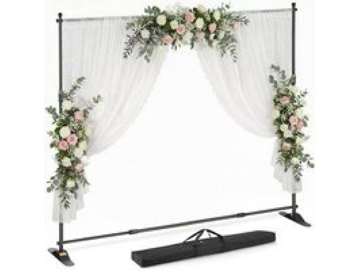 VEVOR Bannerhouder, Fotoachtergrondstandaard, 3 x 2,4 m, Hoogwaardige posterhouder, Telescopisch, Verstelbaar, Draagbaar, voor Woonkamer, Beursbezoeken, Reclame