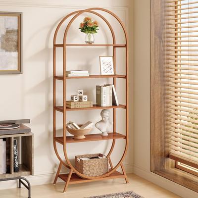 Bluebell 70.8 Inches Tall Bookshelf, 5 Tiers Arched Bookcase with Metal Frame