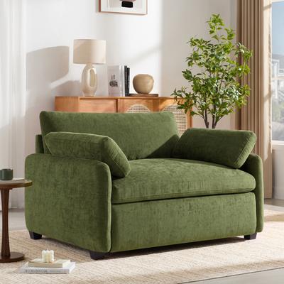 GREATPLANINC Green Upholstered Single Sofa Accent Chair