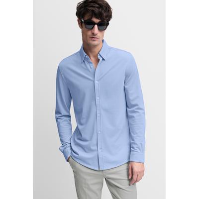 Businesshemd CINQUE "CIRONI", Herren, Gr. L, N-Gr, blau, Web, Obermaterial: 55% Baumwolle, 45% Polyester, unifarben, bequem normal, Rundhals, 1-Knopf-Manschette, Hemden, bügelfreie Piquet Qualität, Leisure-Fit