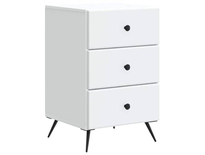 KGFHERENB Nachttisch Weiß 43x41x66,5 cm Beistelltisch mit Schubladen Kompakter Holzwerkstoff Kommodenschrank für Schlafzimmer und Wohnzimmer mit viel Platz für Bücher und Dekoration.