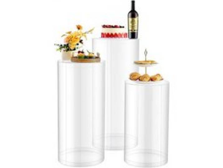 VEVOR Support Fleur Mariage Cylindrique Lot de 3 Support Cylindre Anniversaire 60/75/90 cm Présentoir Fleurs Mariage pour Mariages Fêtes Anniversaires Déco Artistique, Charge 15 kg Couvercle Acrylique