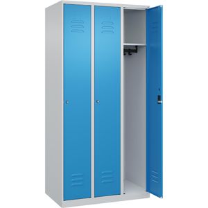 CP-Möbel Spind Classic PLUS, lichtblau, 3 Abteile, mit Zylinderschloss, 90 x 185 cm