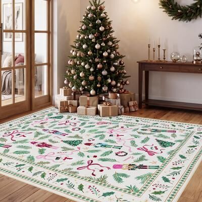 Garvee Washable Christmas Nutcracker Area Rug