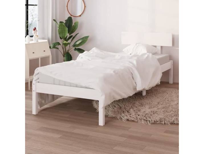 UMR - Lit bois Blanc Cadre de lit Blanc Bois de pin massif 90x190 cm UK simple -[8678]