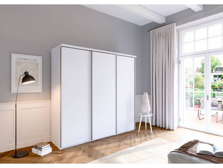 Schwebetürenschrank PRIESS Arnsberg , weiss (lichtweiß), B:215cm H:211cm T:64,5cm, Holzwerkstoff, Schränke, Schwebetürenschrank