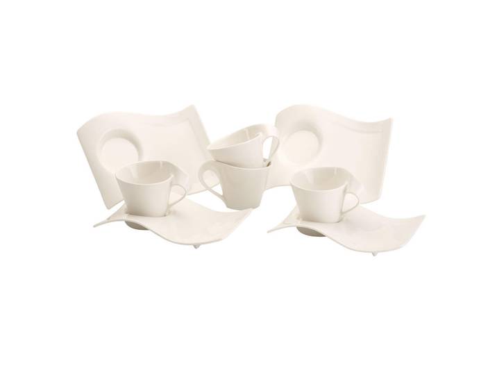 Villeroy & Boch Cappuccino-Set NewWave weiß 250 ml 4er Set, Weiß, Keramik, Geschirr, Tassen, Kaffeebecher