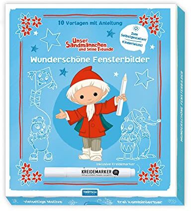 Trötsch Verlag - Trötsch Unser Sandmännnchen Mappe mit Vorlagen und Kreidemarker Wunderschöne Fensterbilder mit Kreidemarker: Fensterbilder Vorlagen Kreidemarker Vorlagenmappe Fensterdeko - Preis vom 09.10.2026 07:28:09 h