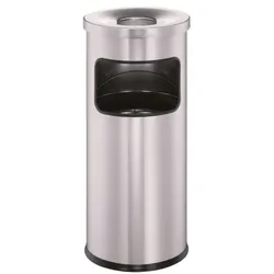 Durable Papierkorb mit Ascher silber, 63 cm