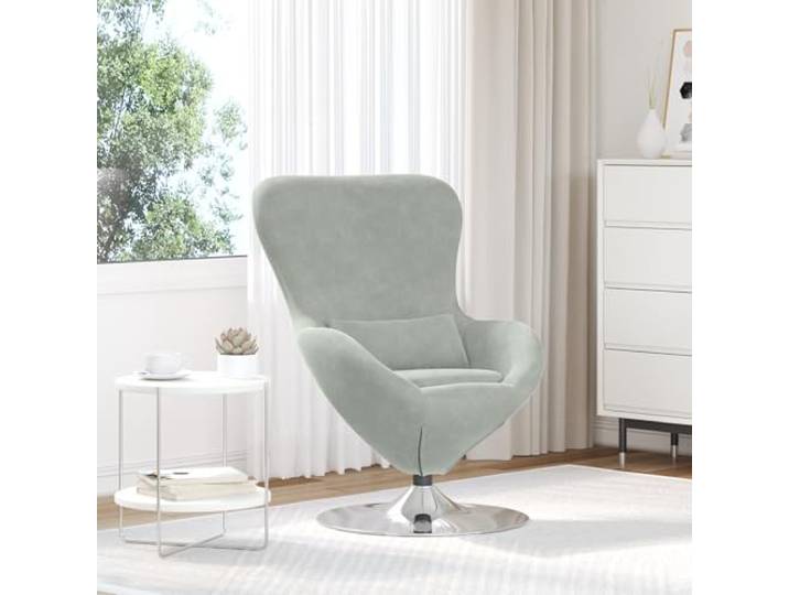 HEFZGDB Moderner Ei-Stuhl Hellgrau Samt mit luxuriöser Polsterung und robustem Stahlrahmen für ergonomischen Komfort und platzsparendes Design