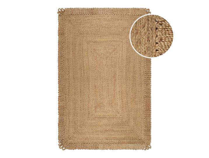 Teppich GREEN LOOOP June , beige (natur), B:160cm H:12mm L:230cm, Jute, Teppiche, Teppich, handgewebt, robust, strapazierfähig, skandinavisch, Naturfaser