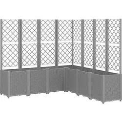Helloshop26 - Hochbeet für Pflanzen Blumen Terrasse Garten mit Rankgitter hellgrau 160 x 160 x 140 cm PP grau 02_0038349