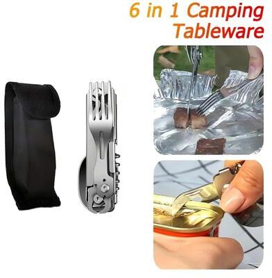 Perfect Picks Market Multifunctional Cutlery Set Portable Outdoor Tableware For Camping, Hiking, And Travel Multifunctional Cutlery Set Portable Outdoor Tableware For Camping, Hiking, And Travel