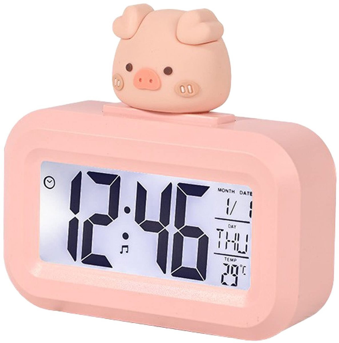Dailygoods Dailygoody Digitale Kinderklok met LED-scherm en temperatuurweergave - Roze