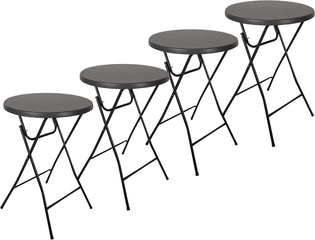 Inklapbare ronde statafel set zwart Ø80 x 110 cm