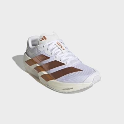 Trainingsschuh ADIDAS PERFORMANCE "ADIZERO DROPSET PRO", Damen, Gr. 42, braun (cloud weiß, thermal gold metallic, ftwr weiß), Textil, Schuhe