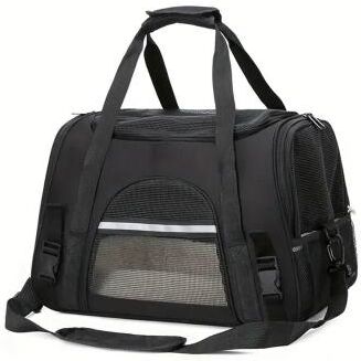 Uplift Essentials Breathable Soft Sided Pet Travel Carrier For Cats And Puppies black l