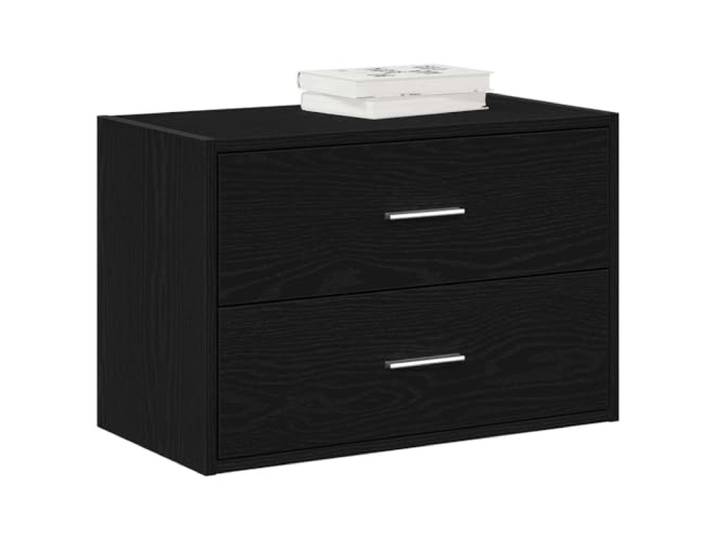 TUERYAFEK Schrank mit 2 Schubladen Schwarz Eichen-Optik 60x31x40 cm Holzwerkstoff, stapelbar, glatte Oberfläche, feuchtigkeitsbeständig, vielseitig einsetzbar, pflegeleicht