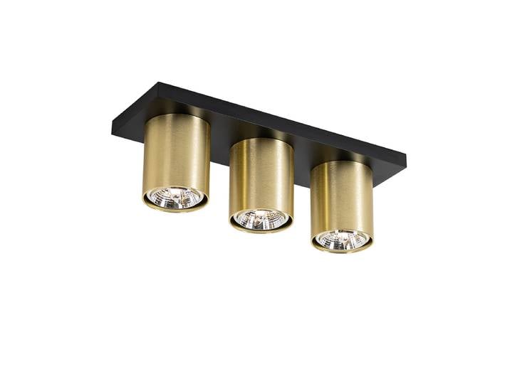 Spot de plafond moderne noir avec or 3 lumières - Tubo