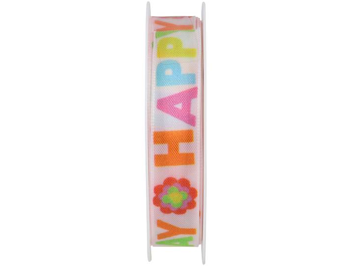 Geschenkband 15 mm x 5 m, Happy Birthday