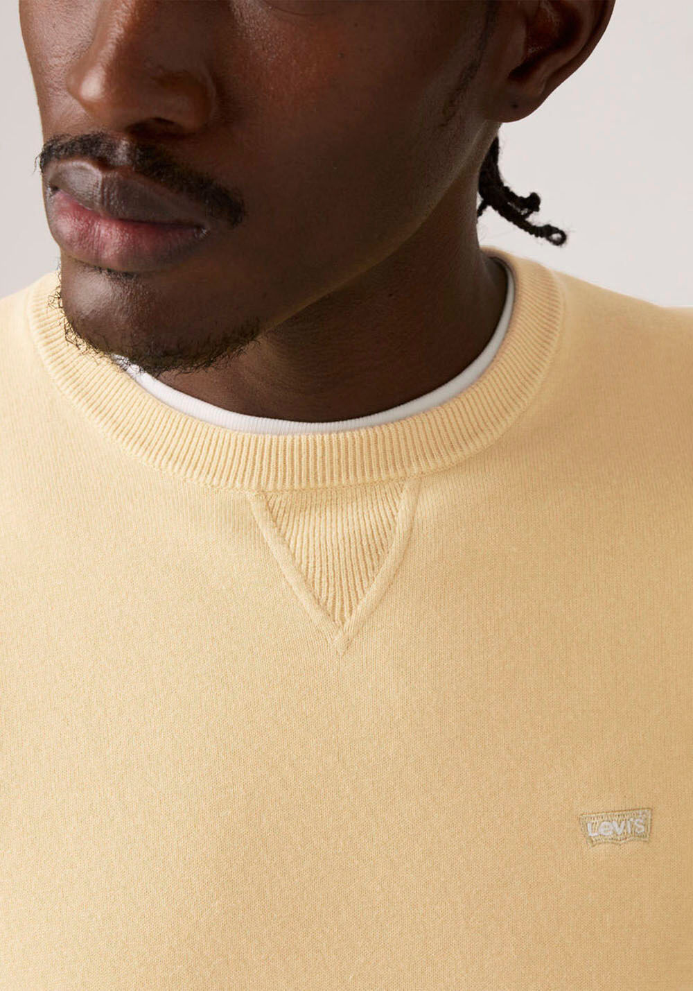 Rundhalspullover LEVI'S "LIGHTWEIGHT HM SWEATER", Herren, Gr. XL, beige (rutabaga pique), Strick, Obermaterial: 100% Baumwolle, regular fit normal, Rundhals, angesetztes Bündchen, Pullover Rundhalspullover, Feingerippte Abschlüsse rutabaga pique XL