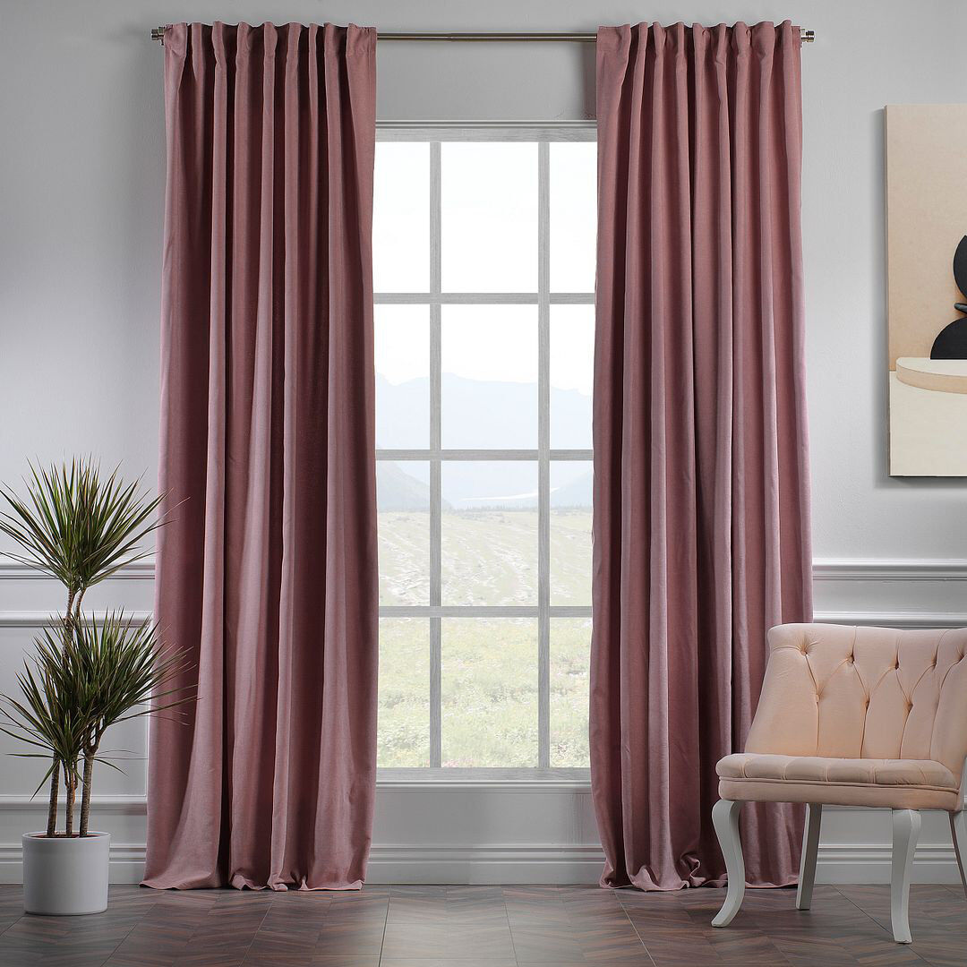 Noine Home Deco Room Darkening Single Curtain Panel Rose 130cm Width x 225cm Drop