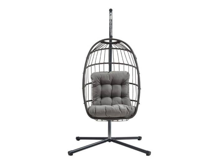 Fauteuil Œuf Suspendu en Rotin Noir Pliante Extérieur Intérieur Housse INCLUS