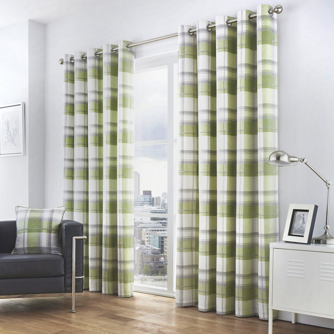 Fusion Cotton Sheer Curtain Pair Green Width 229 x Drop 229 cm