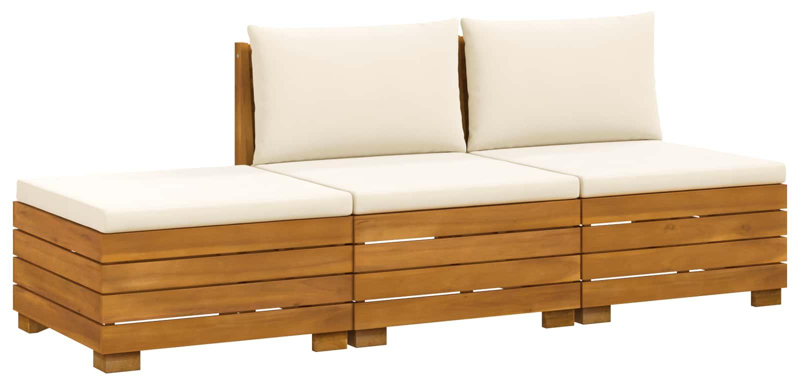 vidaXL 3 stk. Outdoor-Sofagarnitur Massivholz Akazie Braun