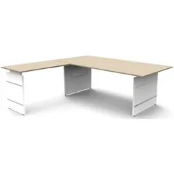 Kerkmann, Schreibtisch, Schreibtisch Form4 200 Wangen-Gestell 200x100x68-76cm / Anbau 120x80cm ahorn