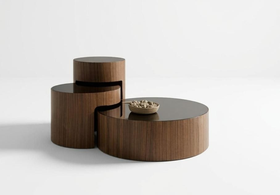 JVmoebel Set salontafels met nested tops, bruin, modern design