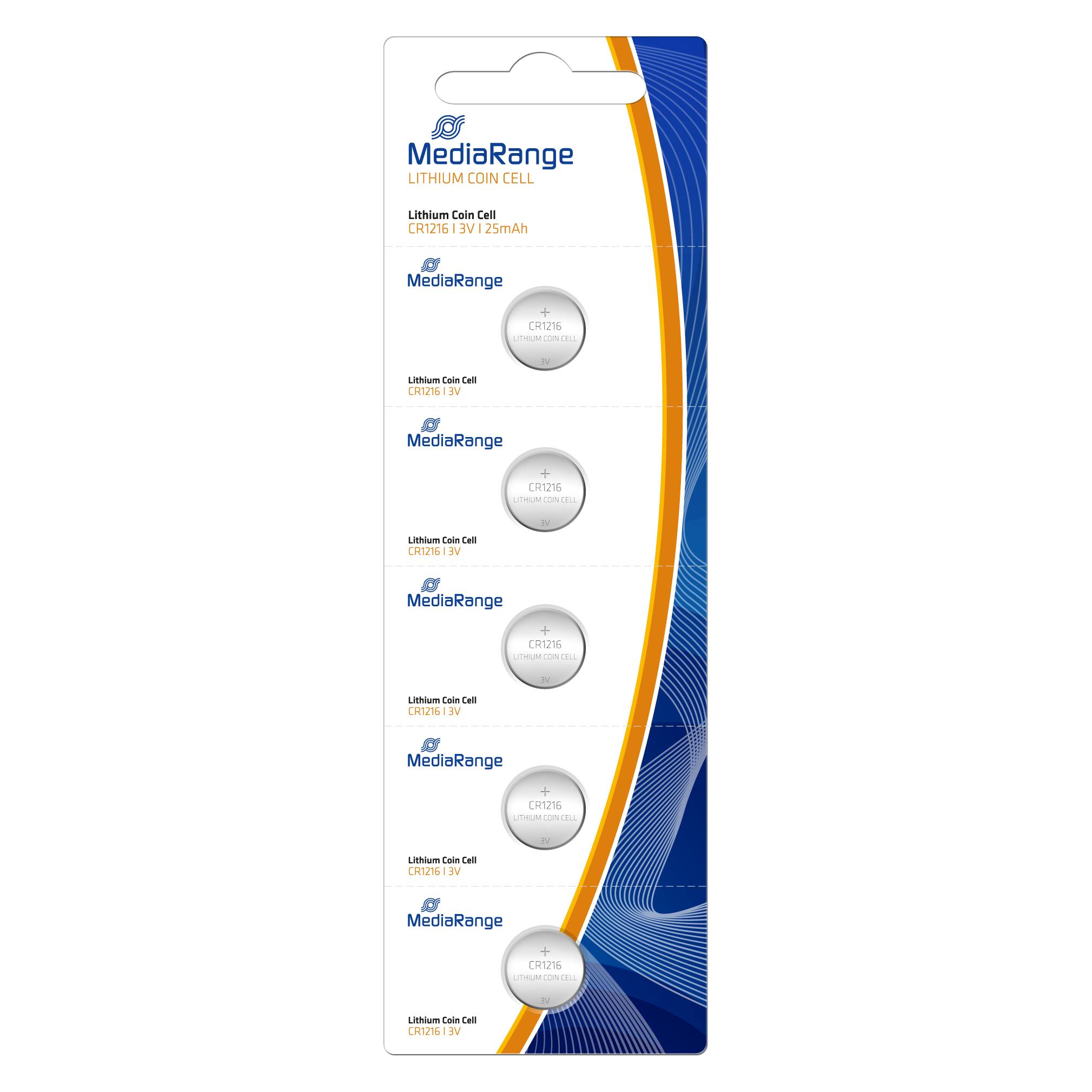 MediaRange Lithium Coin Cell (5 Stk., CR1216, 25 mAh) (MRBAT133)
