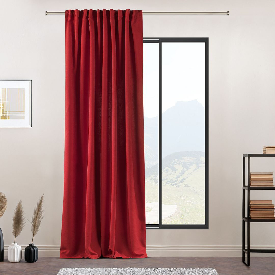 Lilijan Home & Curtain Extra Long & Extra Wide Decorative Curtain Single Panel Red 140cm Width x 450cm Drop