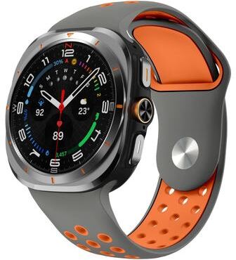 Everyday Crate Samsung Galaxy Watch Ultra 47mm Silicone Watch Band Two Color Sport Strap With Reverse Buckle space Grey Orange
