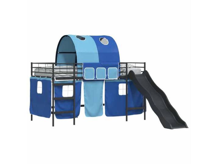 [2406024]Lit jeune/Adulte - Contemporain lit enfants lit simple Noir et Bleu 107x200 cm Poids:33.25 Kg