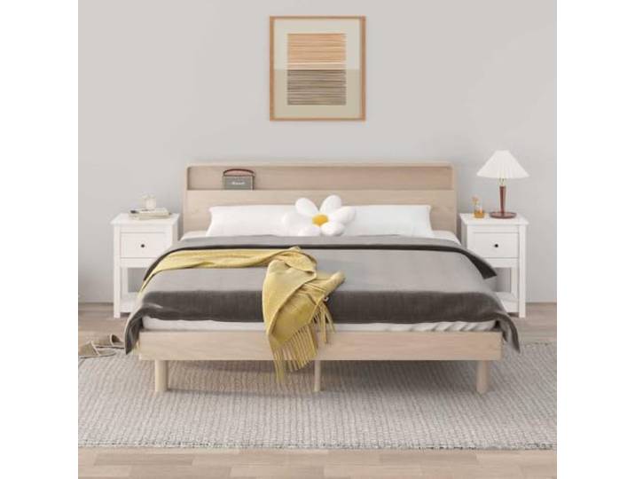 WXGTBKPR 2er Set Nachttische aus massivem Kiefernholz, Beistelltisch für Schlafzimmer, 40 x 35 x 61,5 cm, Weiß
