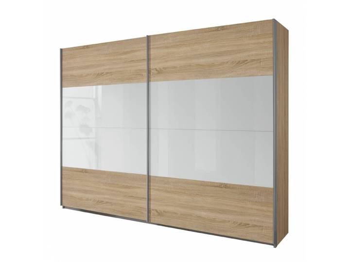 Schwebetürenschrank I 271 x 230cm Beige/Eiche Sonoma Dekor/Weiß