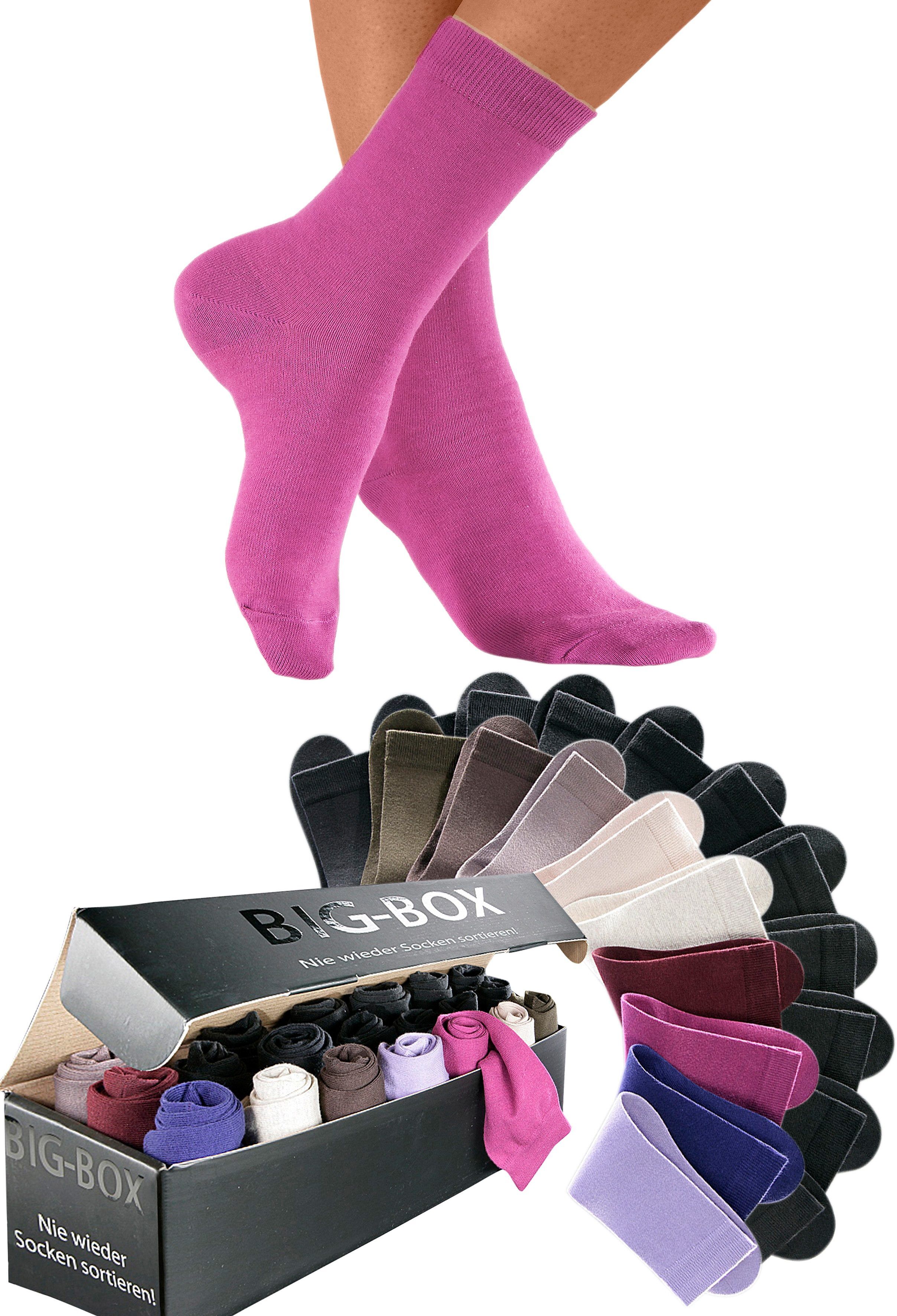 Basicsocken GO IN "Damensocken in der Grosspackung", Damen, Gr. 35-38, bunt (2x braun, 2x beige, 2x lila, 1x beere, 1x ruby, 1x khaki, 11x schwarz), Baumwolle, Baumwollmischung, Elasthan, Polyamid, unifarben, elastisch, Socken Basicsocken, in der Big-Box 