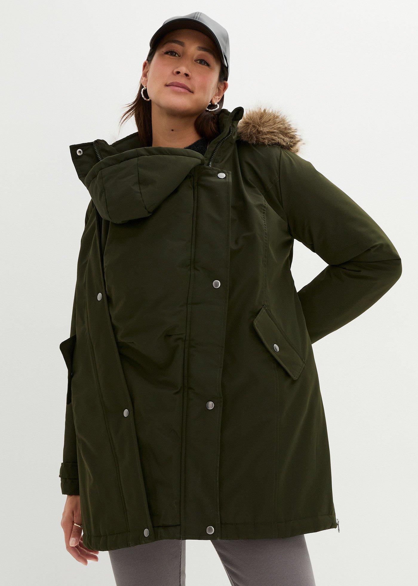 bonprix 3-in-1 Funktions-Umstandsjacke und Tragejacke, grün, Gr.38, Funktionale Umstandsjacke mit Tragefunktion und Tunnelzug
