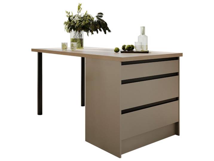 P & B Kücheninsel Troja, Grau, Schwarz, Kaschmir, 3 Schublade(n) Schubladen, nur wie online abgebildet bestellbar, 180x91x90 cm, Küchen, Küchenmöbel, Kücheninseln