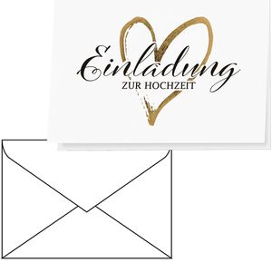 Perleberg Einladungskarten 7440331-2, für Hochzeit, 105 x 145 mm (A6), Klappkarten mit Umschlag, 5 Stück