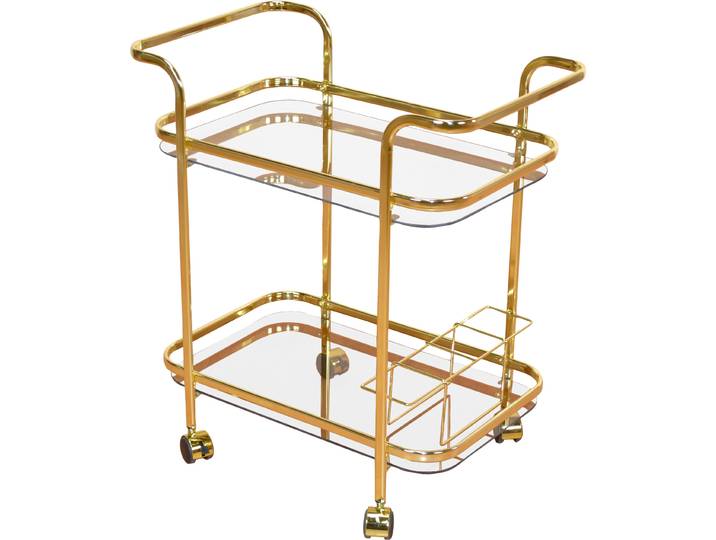 Servierwagen HOME AFFAIRE, gold (goldfarben), B:69cm H:75cm T:44cm, Metall, Rollwagen, Servierwagen